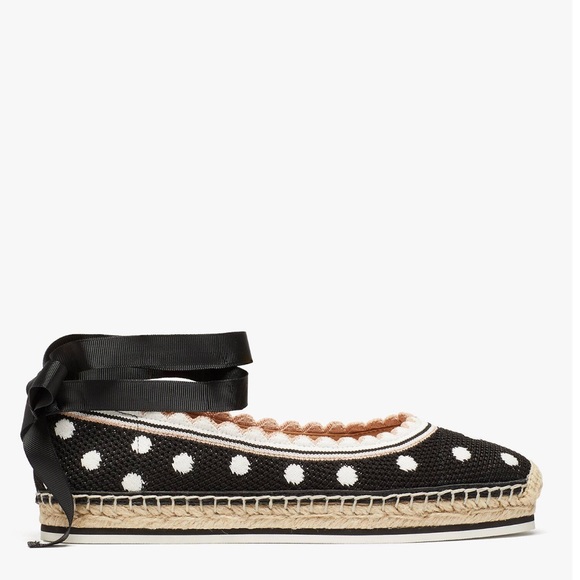 ♠️Kate Spade Knottingham Dots Knit Espadrilles Flats, Black NIB - Picture 4 of 15